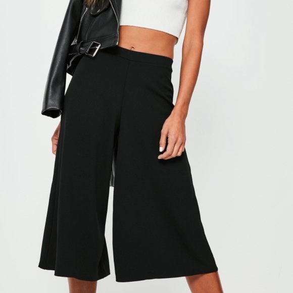 Missguided Pants - Missguided Black Crepe Culottes
